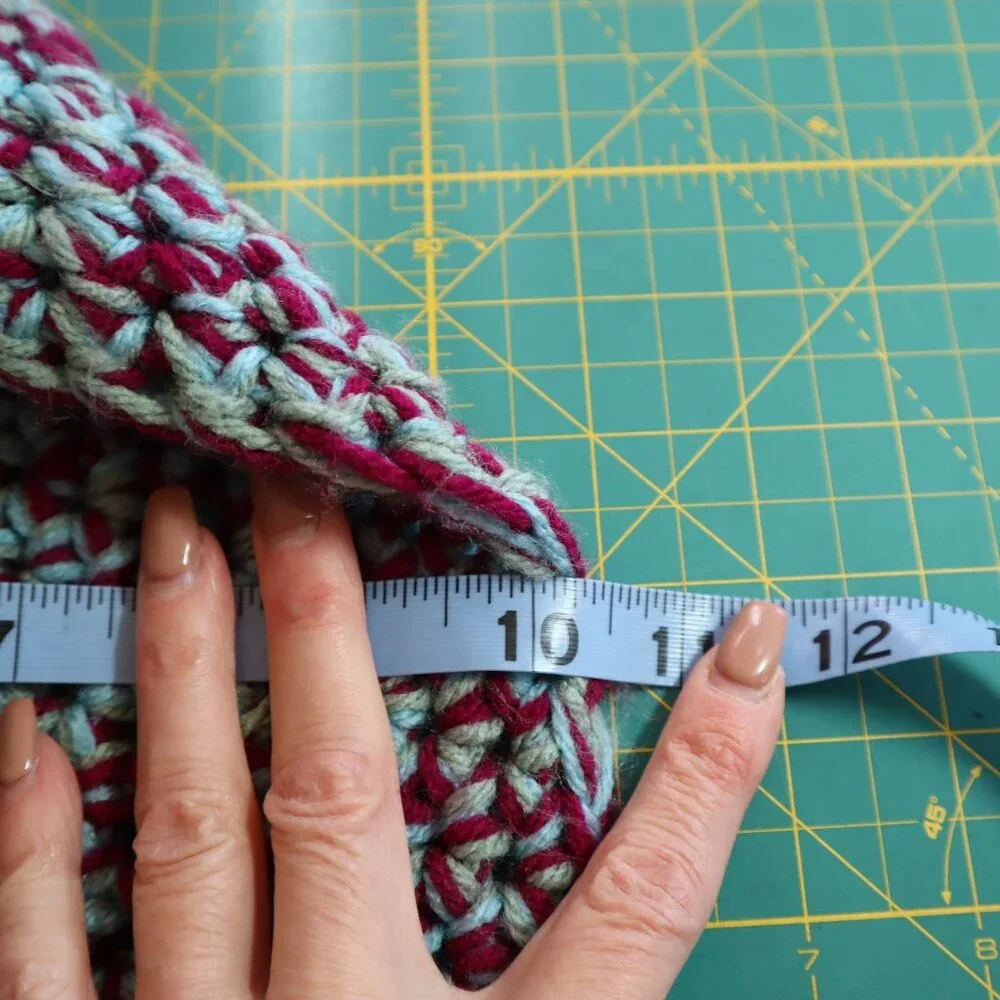 Handmade Knit Basket Bag With Handles‎ Burgundy Teal Yarn Boho Granny Cottage